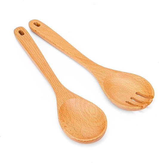 Salad Tongs, Beech Wooden Spoons, Salad Tongs for Serving, 10-inch Serving Utensils Set Salad Servers Set Kitchen Cooking Utensil