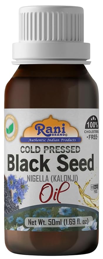 Rani Pure Black Seed (Nigella, Kalonji) Oil 1.69 Fl oz (50ml) Cold Pressed ~ 100% Cholesterol Free | All Natural | Gluten Free | NON-GMO | Kosher | Vegan | Indian Origin