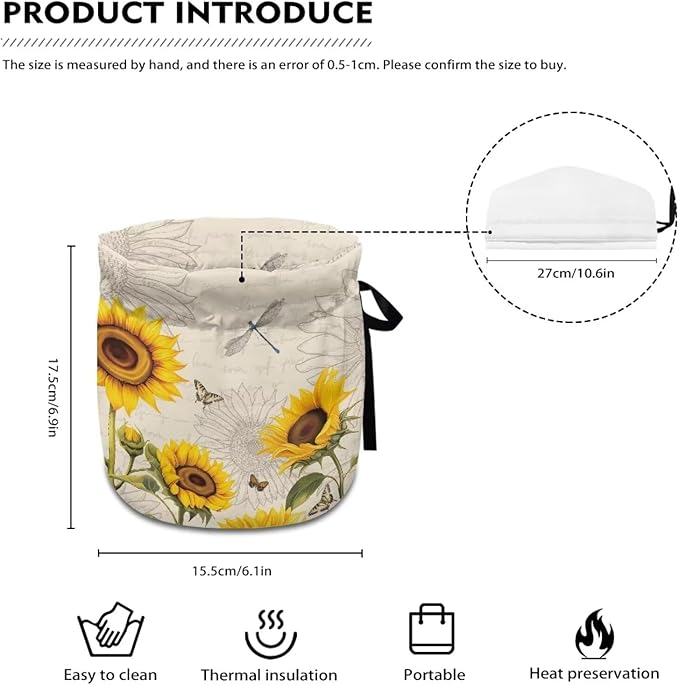 Sunflower Tea Cozy for Teapot Insulated Dragonfly Tea Pot Warmer Home Kitchen Decorative Butterfly Teapot Cozy for Women
