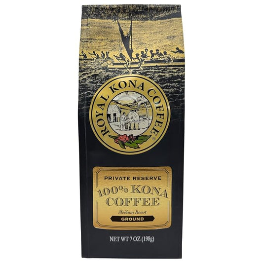 ROYAL KONA COFFEE Ground - 100% Hawaiian Kona Private Reserve Coffee Medium Roast, 7 oz