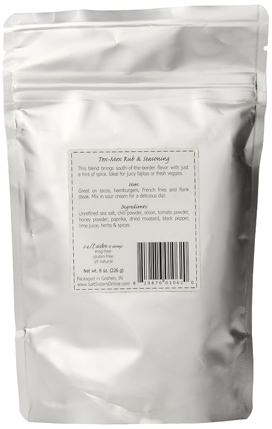 s.a.l.t. sisters Taco Tex-Mex Rub & Seasoning | All-Natural, Gluten Free, MSG Free, Non-GMO | Dry & Wet Rub Seasoning Base | Versatile Use for Chicken Wings, Brisket, Pulled Pork, and More | 8oz
