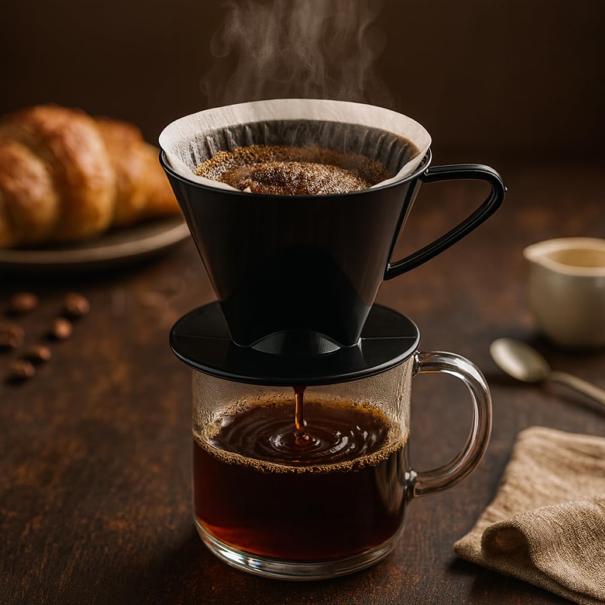 Fino Pour-Over Coffee Brewing Filter Cone, Number 2-Size, Black, Brews 2 to 6-Cups