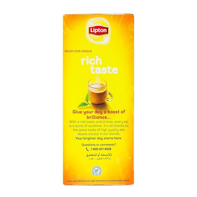 Yellow Label Tea | Lipton Tea Bags | International Blend | Black Tea | Unsweetened Instant Chai | 200 Grams (Pack of 4)