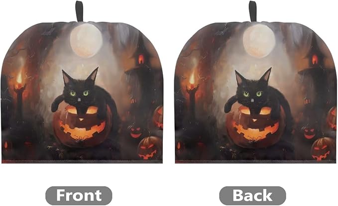 Halloween Decor Tea Cozy for Teapot Customized Teapot Covers Tea Kettle Warmer Cover Hanging Teapot Cover with Handle Black Cat Jack-o'-Lantern Dust Cover for Keeping Warm 竊뉰lack竊?"<div>