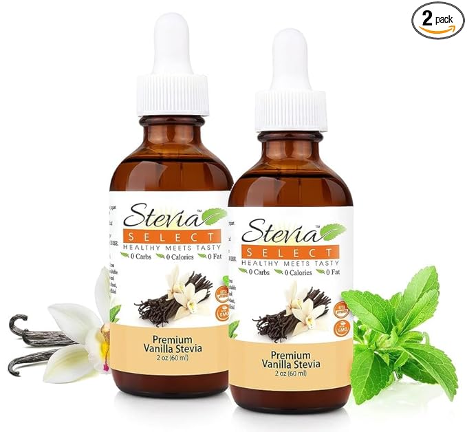 Stevia Select Vanilla Pure Stevia Extract - Zero Calorie Sweetener - All Natural Liquid Stevia Extract - Keto Sugar Liquid - Keto Sweetener 2 Oz (2 Pack)