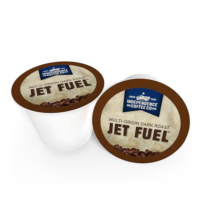 Independence Coffee Co. Jet Fuel Intense and Heavy Body, Dark Roast, Single Serve Coffee K Cup Pods, 12 Count