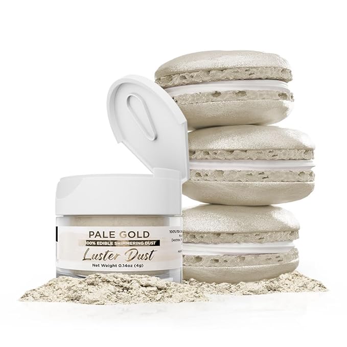 Luster Dust - Pale Gold (4g 1x Jar) | Edible Vegan Dust & Paint for Cake Decorating, Ice Cream, Desserts, Cocktails and Beverages by Bakell