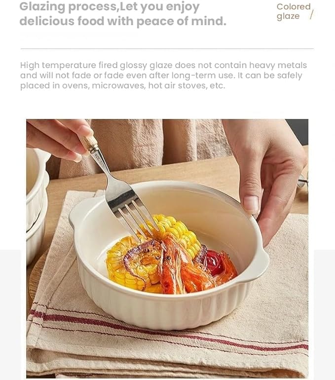 Kbotiques Casserole Dish Made of Scratch-Resistant Ceramic in White for Hot Air Fryer, for Preparing Lasagne, Soup, Tiramisu and More Fryer Accessories (7.5 Inches)