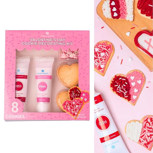 Sweets Indeed Holiday Cookie Decorating Kit plus Sprinkles Frosting Tubes nozzles 14.17 ounces Perfect for baking and cookie decoarting (Valentines Day)