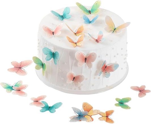 YOcity Edible Butterflies for Cake Decorating 3D Edible Wafer Paper Butterfly Cupcake Toppers for Wedding Baby shower Birthday Party Cupcakes Decorations (40pcs Mix Color and Assorted Size)