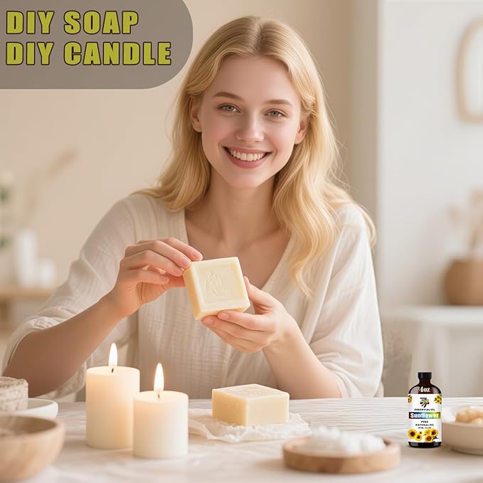 Sunflower Essential Oil (4 oz/120 ml) ??Sunflower Oils for Aromatherapy, diffusers, humidifiers, Home fragrances, DIY Skincare, soap Making, DIY Candle Making, Relaxation, Yoga, and Meditation