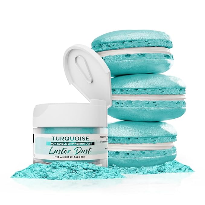 Luster Dust - Turquoise (4g 1x Jar) | Edible Vegan Dust & Paint for Cake Decorating, Ice Cream, Desserts, Cocktails and Beverages by Bakell