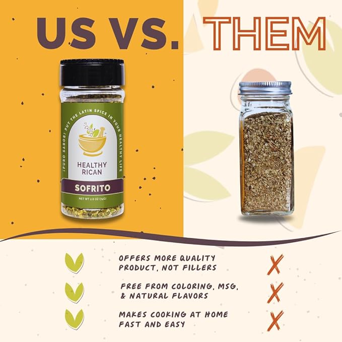 Healthy Rican Sofrito Spice Herb Seasoning Mixes Non GMO No MSG Preservatives Artificial Flavors No Red 40 Gluten Free Diabetes Low Sodium Keto Friendly Whole 30 Approved (Sofrito Large)