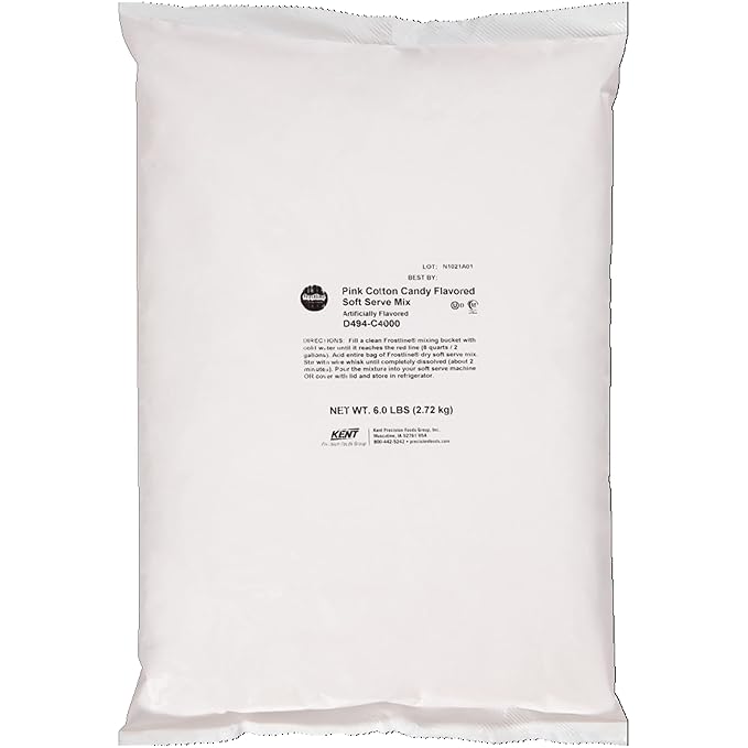 Frostline Pink Cotton Candy Soft Serve Ice Cream Mix, Lactose & Gluten Free- Just Add Water, Dairy or Dairy Free Alternative, Use with Blender, Countertop Ice Cream Maker, Soft Serve Machine- 6 lb Bag