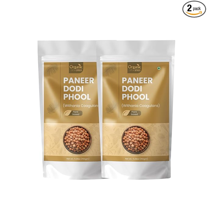 Organic Spree Paneer Dodi Phool 150g – Withania Coagulans – Pure Indian Rennet for Metabolic Wellness - Pack of 2