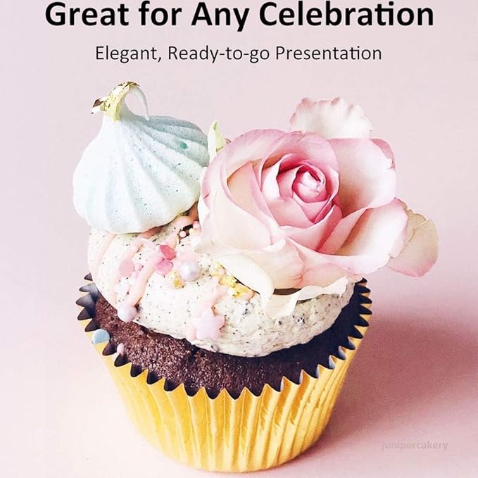 Caperci Standard Cupcake Liners Gold Foil Muffin Baking Cups 150-Pack - Premium Greaseproof & Sturdy Cupcake Papers