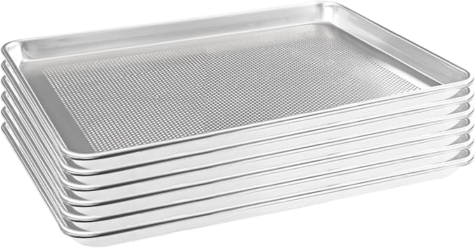 HARDURA Aluminum Perforated Baking Sheet Pan 18”L X 13”W X 1”H Cookie Sheet, 6Packs, For Oven in Bakery & Restaurant, Kitchen
