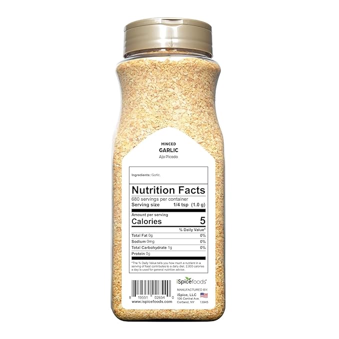 iSpice | Garlic Minced | 24 oz | Bulk Size | Kosher | Rich Aroma (Garlic Minced)