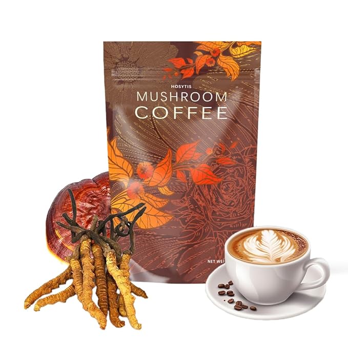 Mushroom Coffee With Lion's Mane, Reishi, Cordyceps, Shiitake, King Trumpet & Turkey Tail Everyday Dose (30 Servings) Premium Instant Coffee for Better Focus, Energy竊?.35 Ounce Pack of 180g竊?,<div>