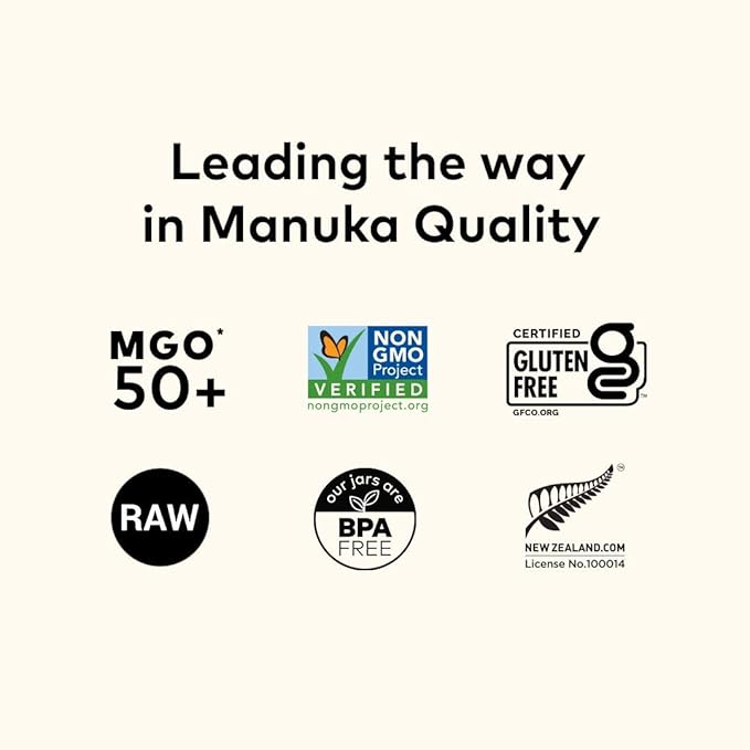 Comvita Manuka Honey MGO 50+ Multifloral - Raw Manuka Honey New Zealand, Pure & Unpasteurized for Tea & Wellness, Superfood Sugar Alternative, Wild, Non-GMO - 250g (8.8 oz)