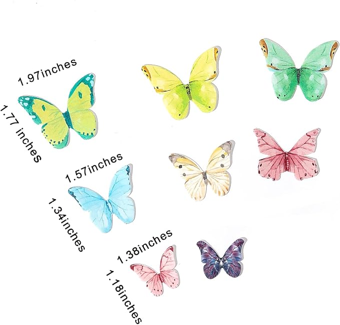 YOcity 40Pcs Wafer Paper Butterfly Cupcake Cake Toppers Edible Butterflies for Cake Decorations Colorful Butterfly for Wedding Birthday Party Cupcakes Decorating Supplies(Mix Color Size)
