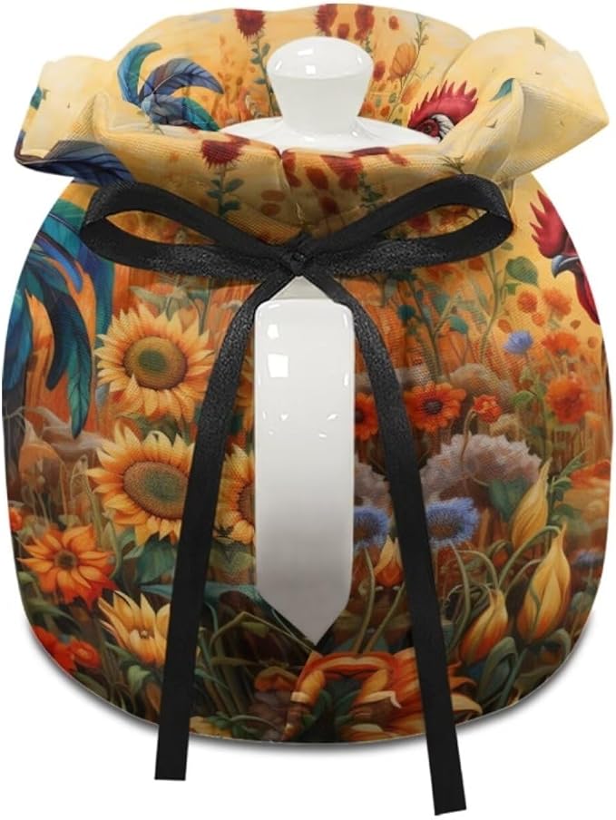 Rooster Kettle Cover for Dust Proof Teapot Insulated Sunflower Teapot Insulation Cover for Keeping Warm Tea Cup Warmer Cozy