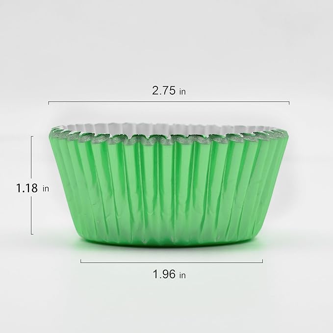 200 Pcs Green Foil Cupcake Liners Standard Baking Cups Muffin Paper Cases