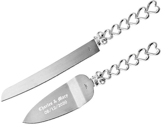 GIFTS INFINITY Personalized Wedding Cake Knife and Server Set Free Engraving - Valentine's, Wedding, Bithday (HT-101)