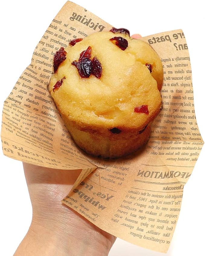 150pcs Tulip Cupcake Liners Baking Cups Muffin Liner Grease-Proof Paper Cupcake Wrappers for Wedding, Birthday Party, Standard Size (Natural Newspaper Printed)
