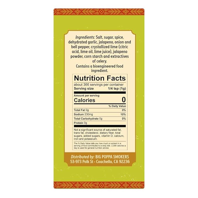 Big Poppa’s Jallelujah Lime Seasoning Salt – Bold Lime & Jalapeño Citrus Spice Blend for Tacos, Chicken, Shrimp & Cocktails – Flavor-Packed Seasoning for Grilling, Roasting & Backyard BBQ (12.9 Oz)