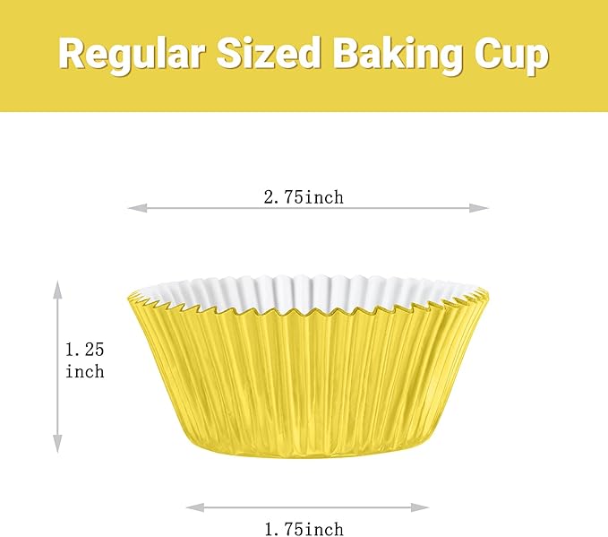 Gifbera Gold Foil Muffin Cupcake Liners/Baking Cups Standard Size, 100-Count