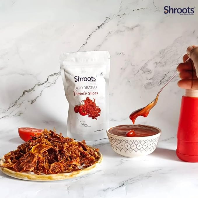SHROOTS Dehydrated Tomato Flakes Pure Vegetarian Gluten-Free No Added Salt Easy Cooking Essential Machine Dried Vegetables with Natural Aroma Perfect for Soups, Sauces and Seasoning 1.41 oz, Pack of 1