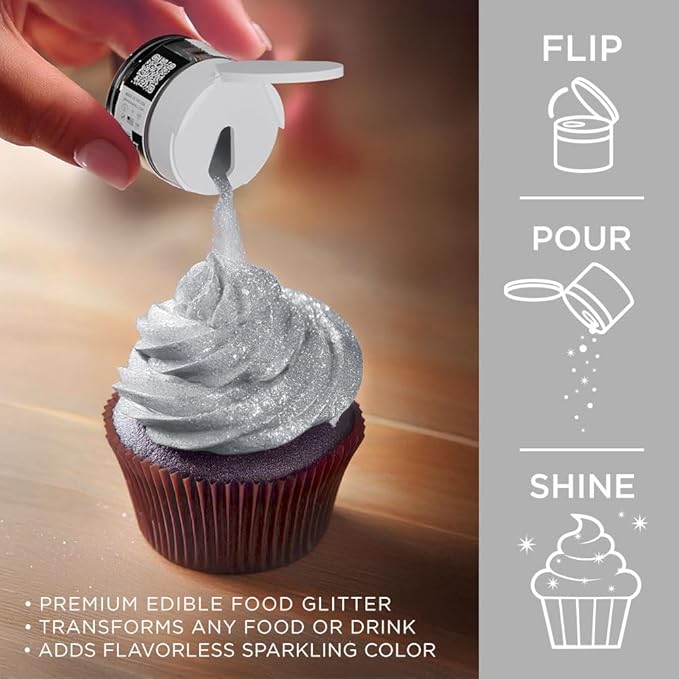 Bakell - Silver Tinker Dust (5g, 1x Jar) Edible Glitter for Food, Desserts, and Beverages!