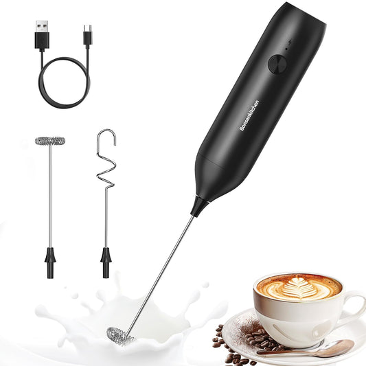 Bonsenkitchen Rechargeable Milk Frother Handheld, Charging USB-C