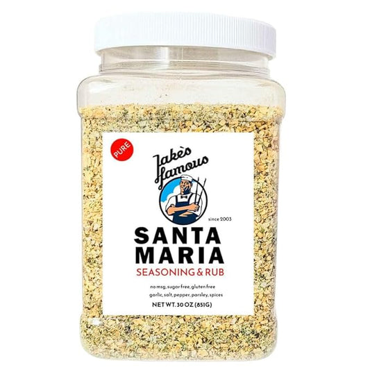 Jake's Famous Santa Maria Seasoning 30 Oz Tri Tip, Pork, Chicken, BBQ Rub, Grill Seasoning, Chicken Dry Rub, Sugar Free, Gluten Free, Traditional Style, (1.87 Pounds)