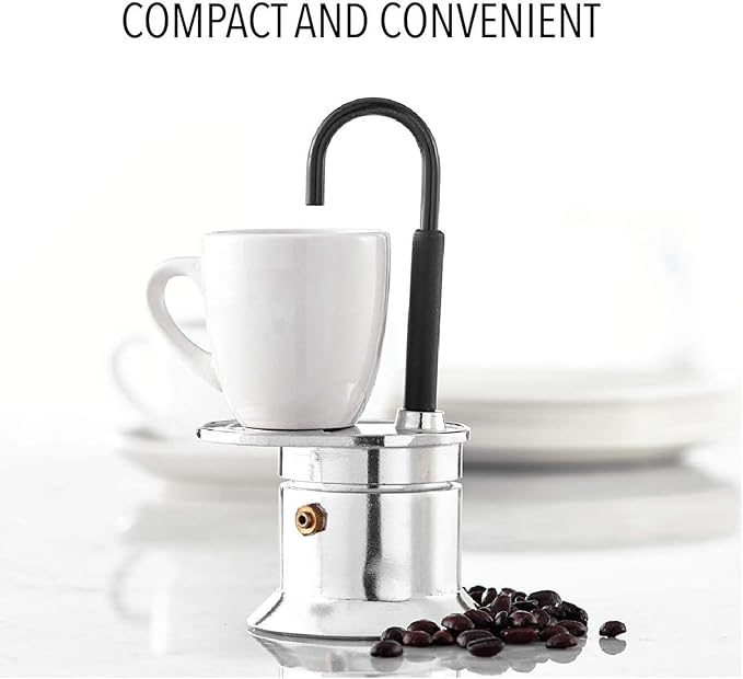 Topyond Moka Pot, Single Tube 1 Cup Espresso Maker, Aluminum Spout, Quick Brewing, Portable for Outdoor Camping and Travel, Italian Style Coffee