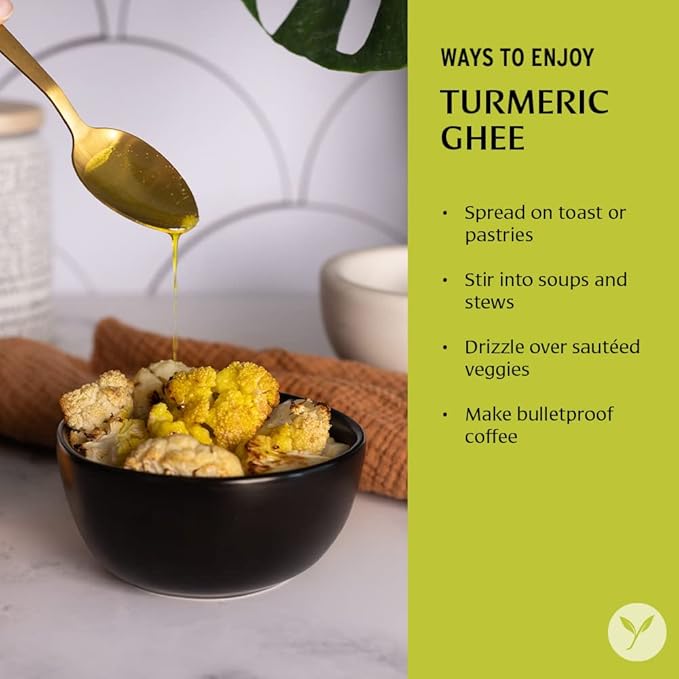 Banyan Botanicals Turmeric Ghee ??Cultured Grass-Fed Organic Ghee (Clarified Butter) with Turmeric & Ginger ??Oil & Butter Alternative for Cooking & Baking ??5.65 oz ??Non-GMO Gluten Free Vegetarian