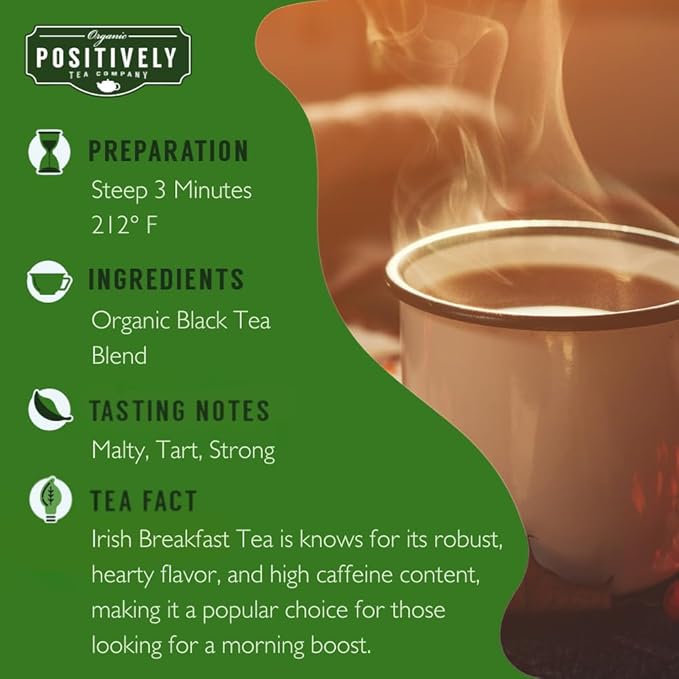 Organic Positively Tea Company, Irish Breakfast Black Tea, Loose Leaf, 16 Ounce