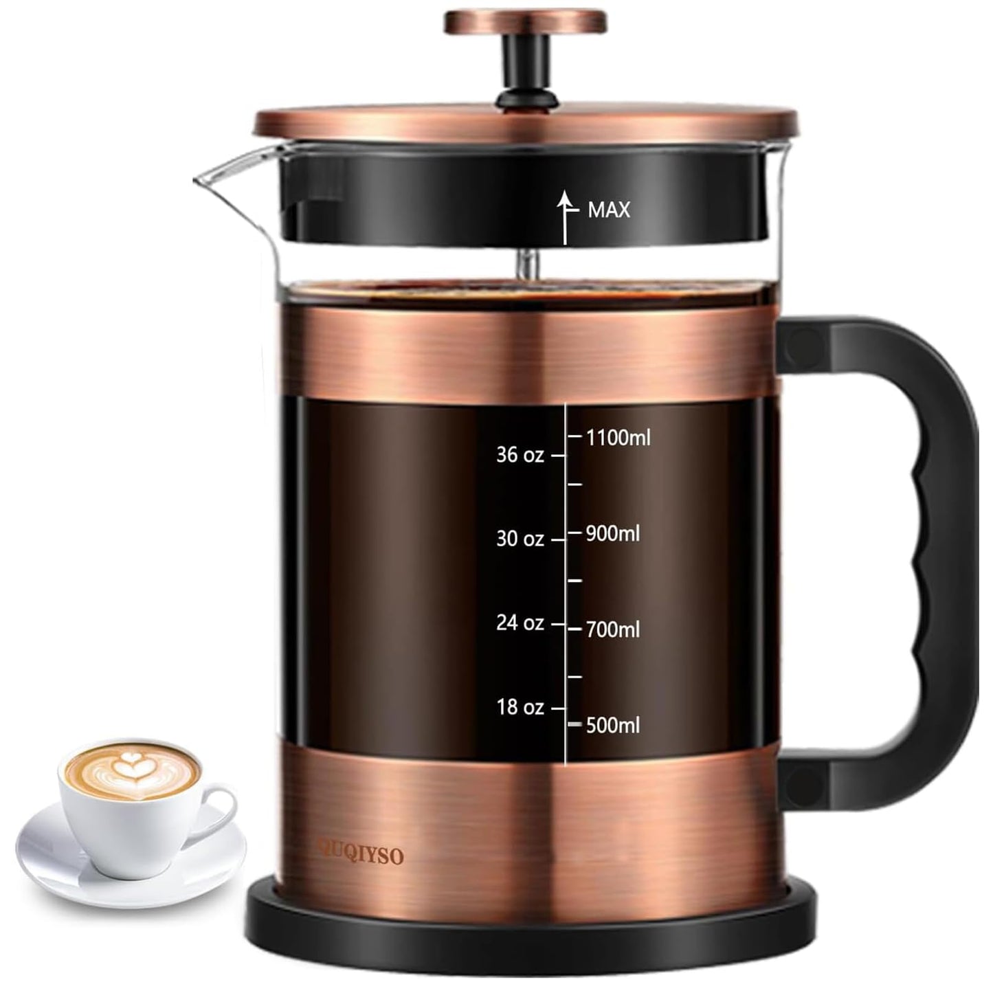 QUQIYSO French Press Coffee Maker 51oz, Large French Press, Thickened Glass