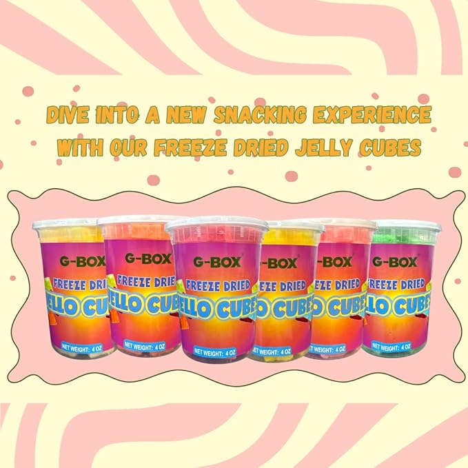 G-Box Freeze-Dried Lime Jello Cubes - 4 oz | USA-Made Freeze Dried Jelly | Freeze-Dried Candy | Trending TikTok Snack, TikTok Trend Items, Fruit Jelly Candy (Lime Jelly Snack, Large)