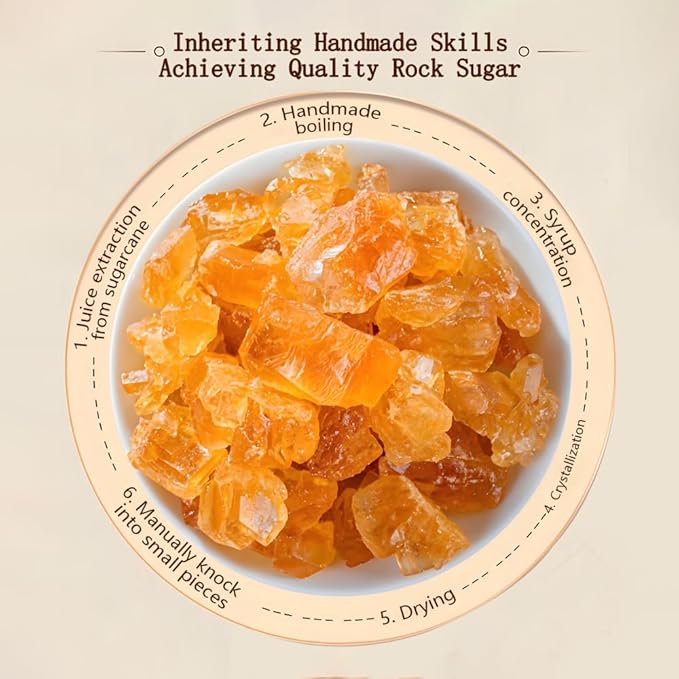Yellow Rock Sugar Natural Organic 17.64 Oz Traditional Sugar- Essential For Baking/Drinking/Cooking Rock Sugar For Tea