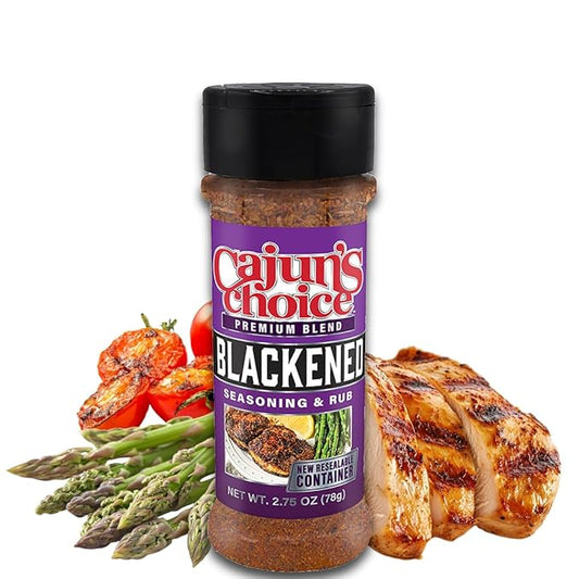Cajun's Choice Blackened Seasoning - 2.75 oz Jar, All Natural, Low Salt, Gluten-Free - Authentic Louisiana Spice for Fish, Wings & BBQ