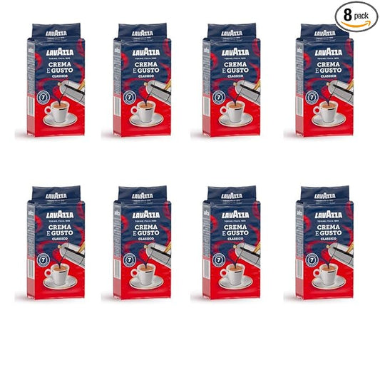 8x LAVAZZA CREMA E GUSTO Classico Ground Italian Coffee Espresso 250g
