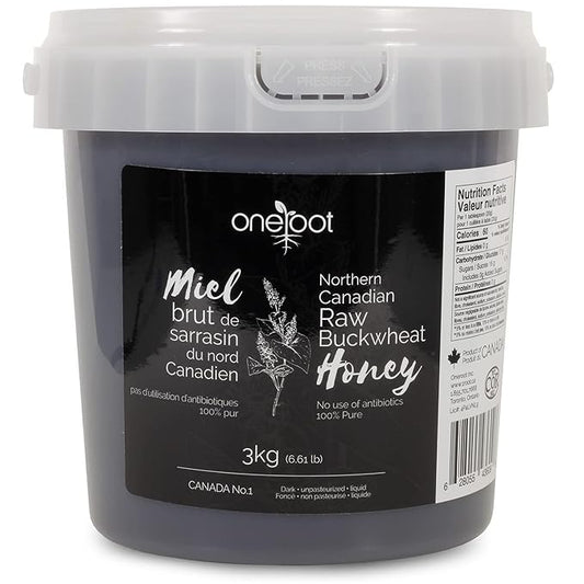OneRoot Raw Buckwheat Honey - Unheated, Unfiltered and Unprocessed Natural Dark Honey, Rich in Antioxidants Pure Buckwheat (6.6 lbs)