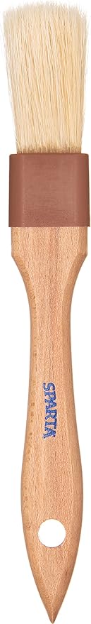 SPARTA 4037200 Boarhair Pastry Brush, Basting Brush with Flat Brushhead, 8.25"L x 1"W, Wood Handle