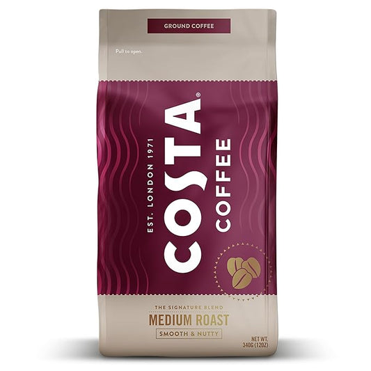 Costa Coffee Ground Coffee, Signature Blend Medium Roast, 12oz each, Rainforest Alliance Certified
