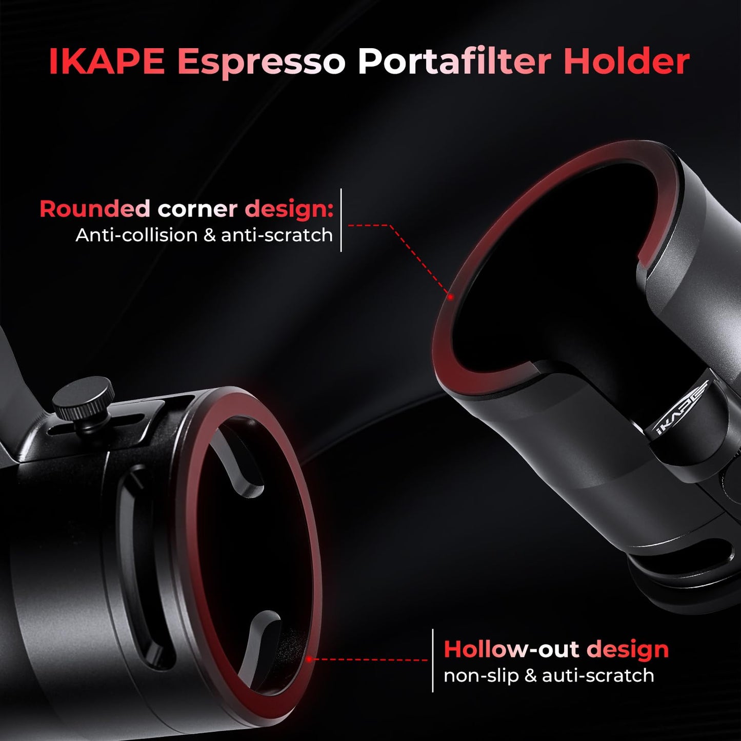 IKAPE Newly Upgrade Espresso Tamper Portafilter Holder, Aluminum Alloy Espresso Portafilter Tamping