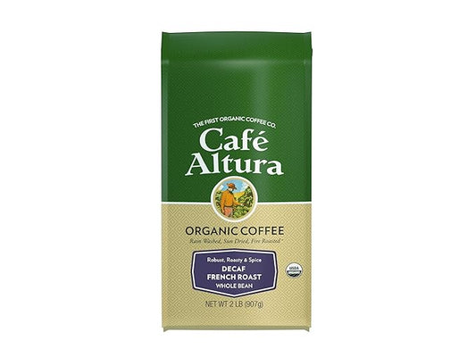 Cafe Altura Whole Bean Organic Coffee, French Roast Decaf, 2 Pound