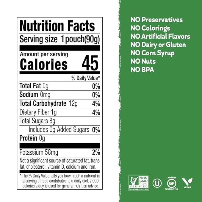 Buddy Fruits Snacks To Go Orchard Blend Unsweetened Applesauce 3.2oz Pouch (18pk) Gluten-Nut-Dairy-Preservatives-BPA Free, Non GMO, Kosher