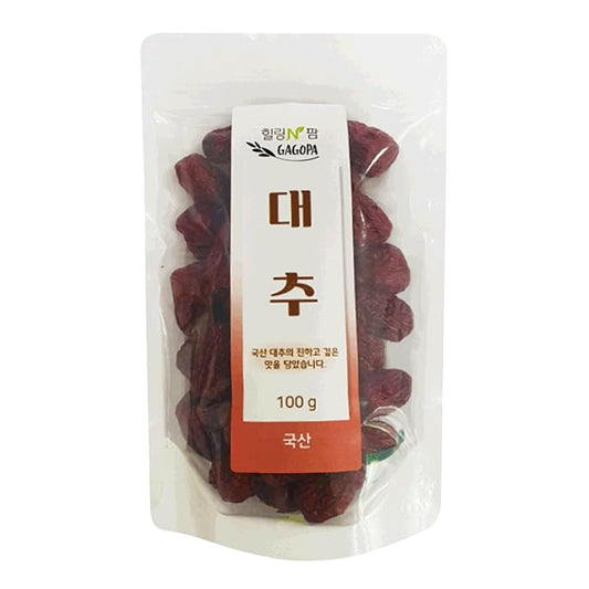 GAGOPA Dried Jujube Fruit ??100% Korean Red Dates, Naturally Sweet Flavor, Perfect for Tea, Soups & Samgyetang, Caffeine-Free Herbal Ingredient, 100g Pack